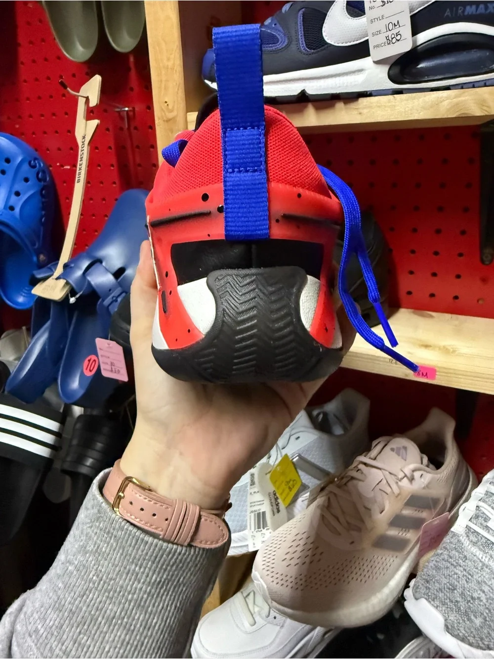 Jordan Men's Athletic Shoes Red with Blue Laces
